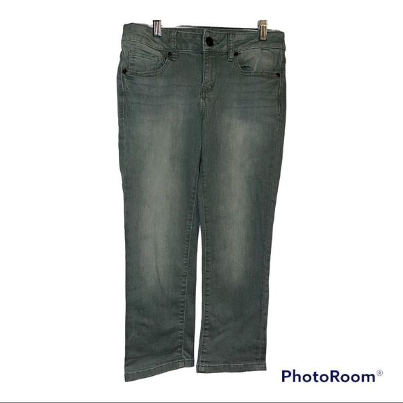 SO Capri SAGE GREEN Womens denim Jeans Juniors Size 5 Stretch Crop - Picture 2 of 4